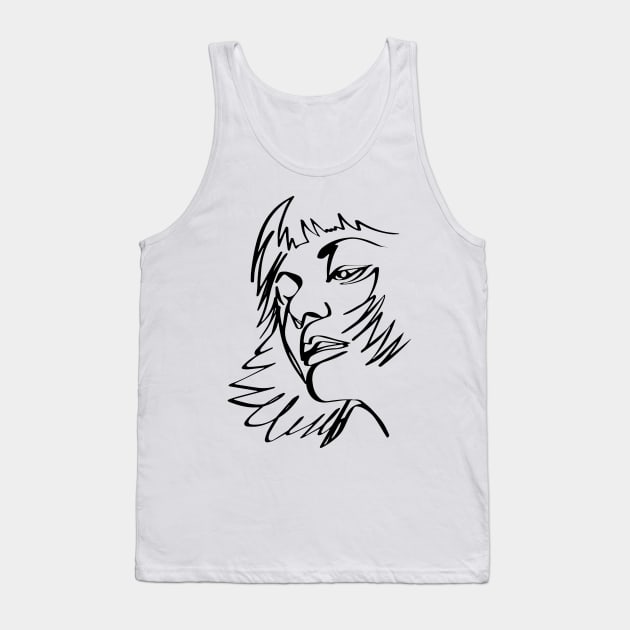 Abstract Face One Line Art ,Face One Line Drawing Tank Top by 9georgeDoodle